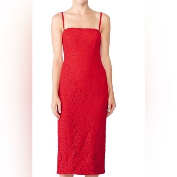 Red Holiday Lace Party Dress Fame & Partners The Max Size 6 - Picture 1 of 7